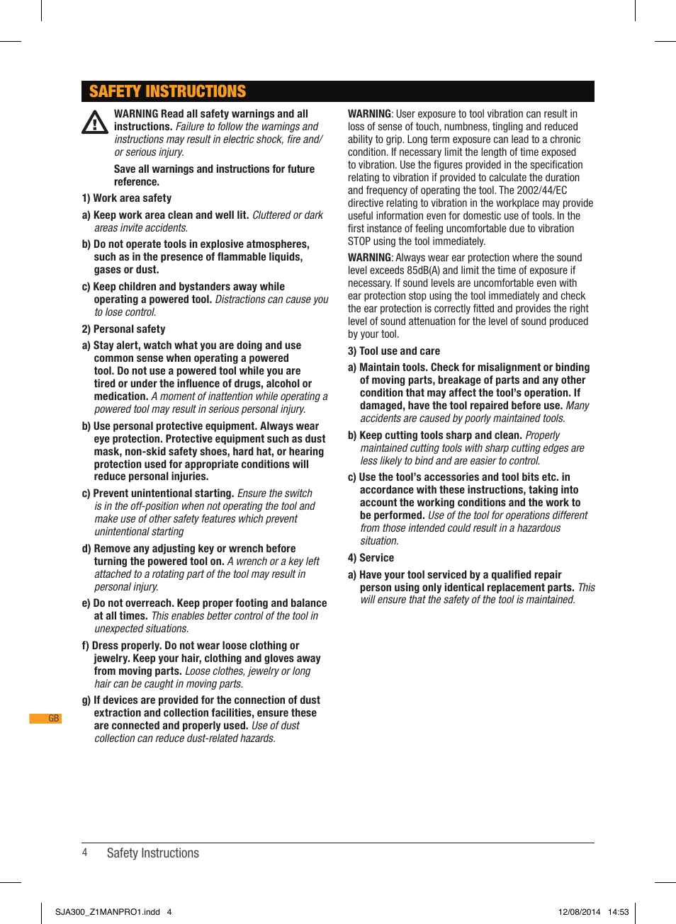 Safety instructions | Triton SJA 300 User Manual | Page 5 / 62