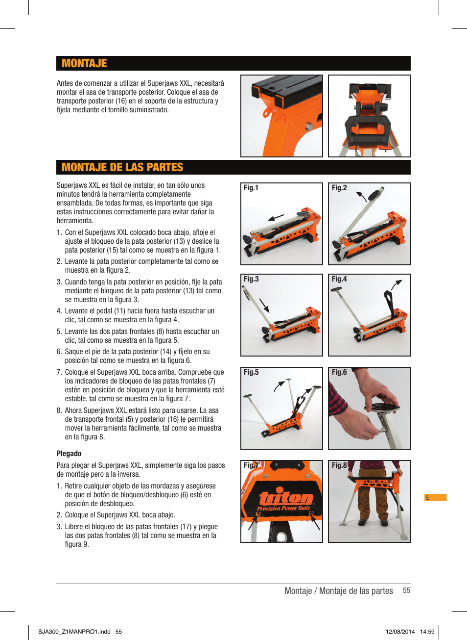 Montaje, Montaje de las partes | Triton SJA 300 User Manual | Page 56 / 62