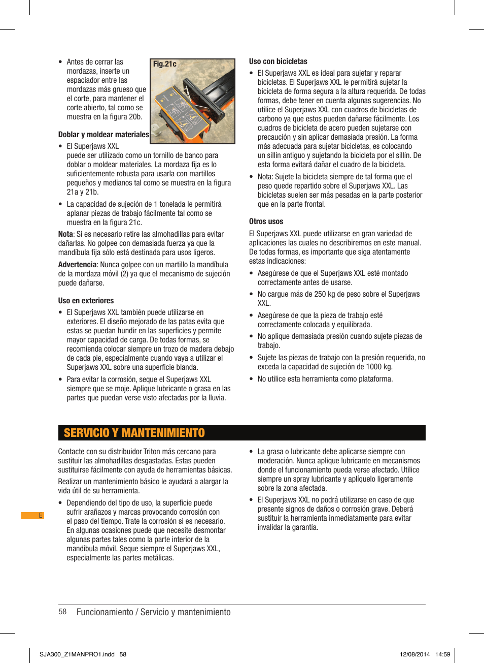 Servicio y mantenimiento | Triton SJA 300 User Manual | Page 59 / 62