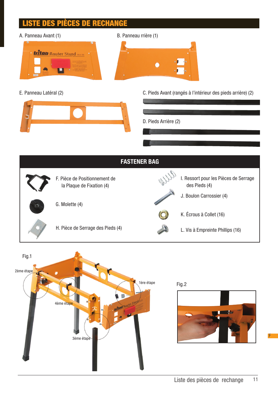 Liste des pièces de rechange | Triton RSA 300 User Manual | Page 11 / 25