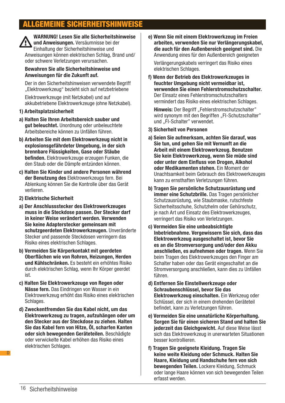 Allgemeine sicherheitshinweise | Triton RSA 300 User Manual | Page 16 / 25