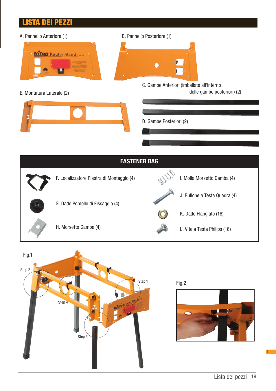 Lista dei pezzi | Triton RSA 300 User Manual | Page 19 / 25