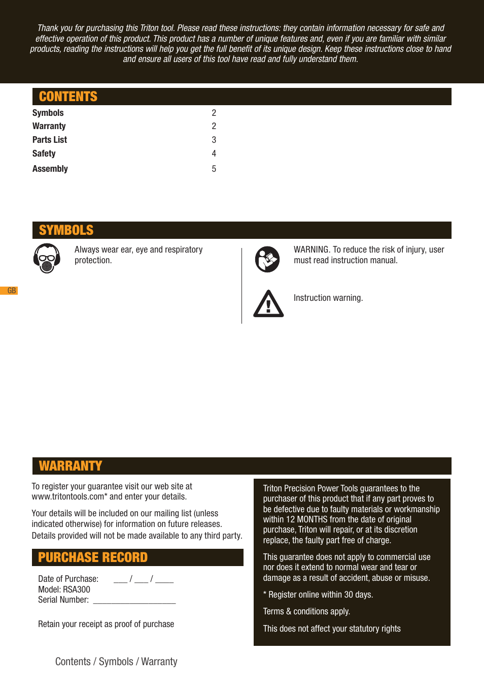 Triton RSA 300 User Manual | Page 2 / 25