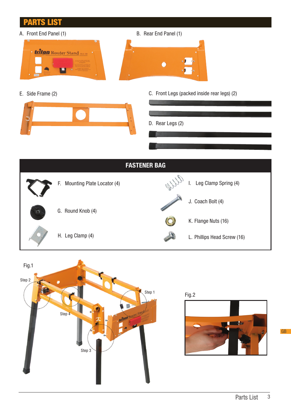 Parts list | Triton RSA 300 User Manual | Page 3 / 25