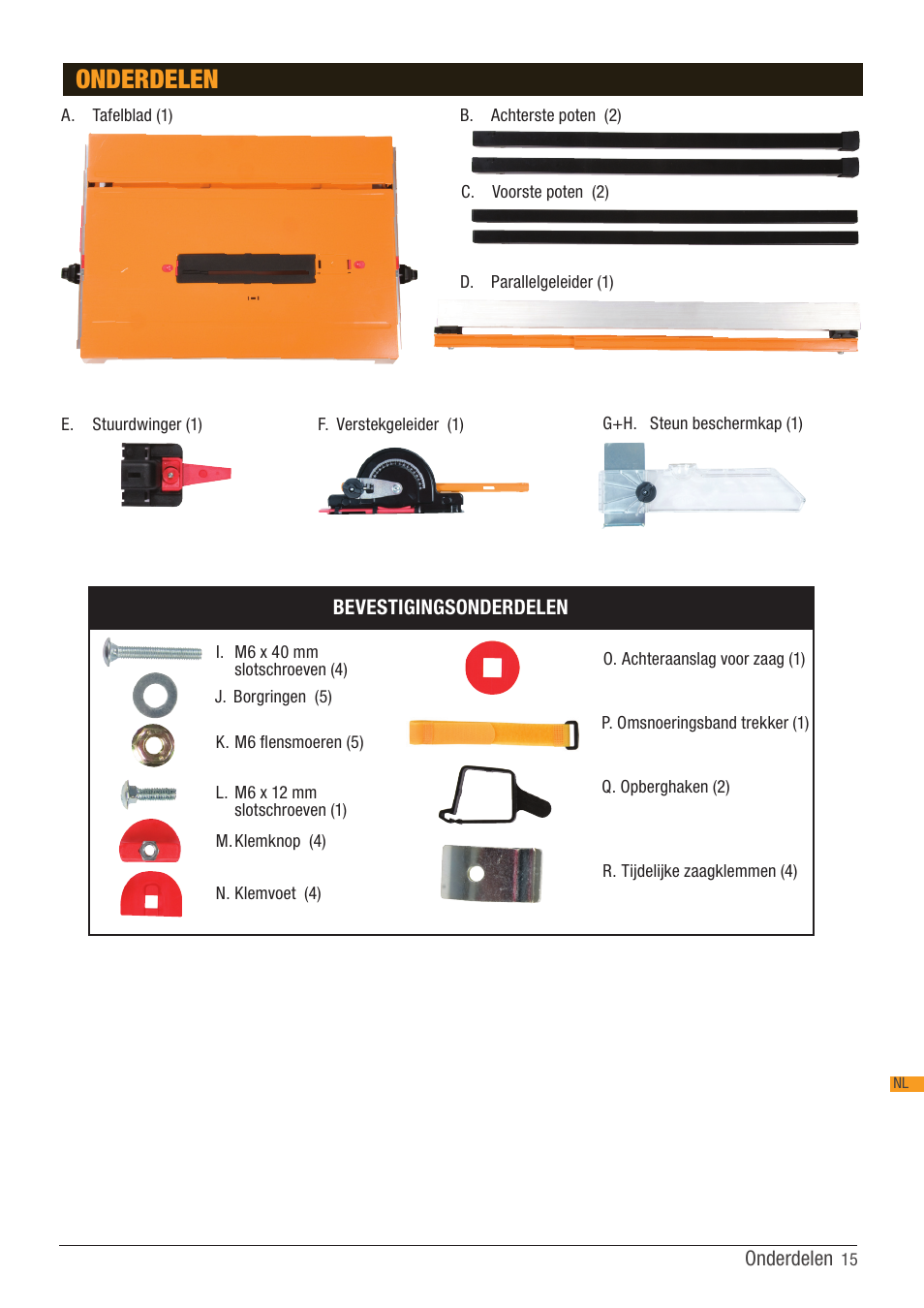 Onderdelen | Triton TCB 100 User Manual | Page 15 / 79