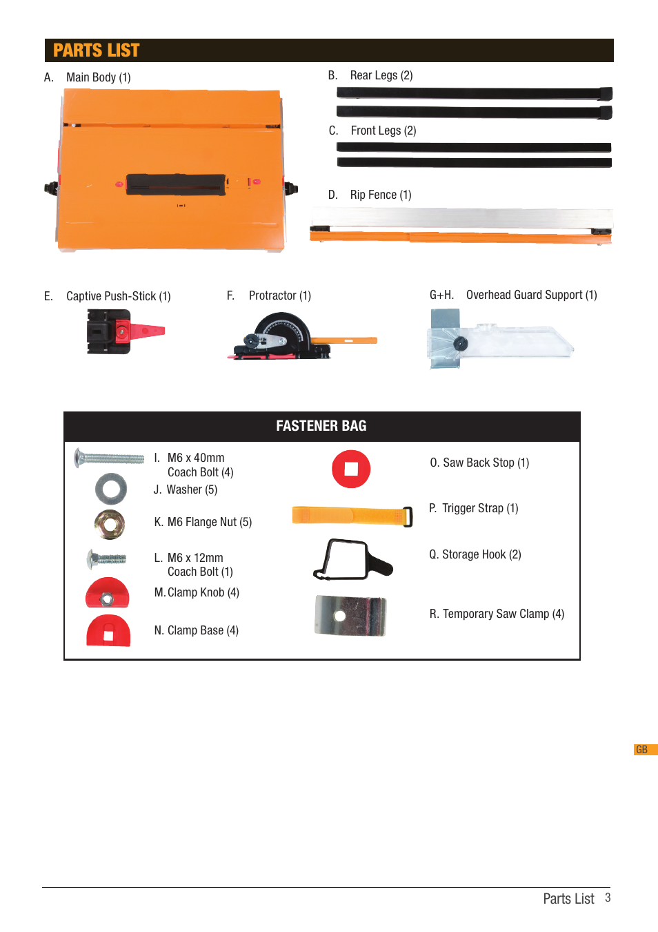 Parts list | Triton TCB 100 User Manual | Page 3 / 79