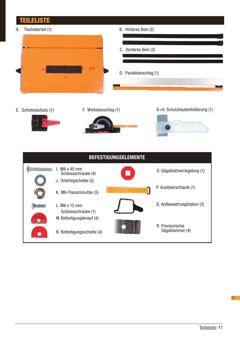 Teileliste | Triton TCB 100 User Manual | Page 41 / 79