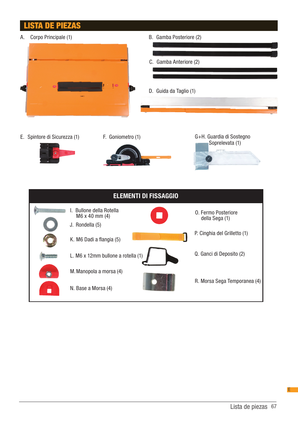 Lista de piezas | Triton TCB 100 User Manual | Page 67 / 79