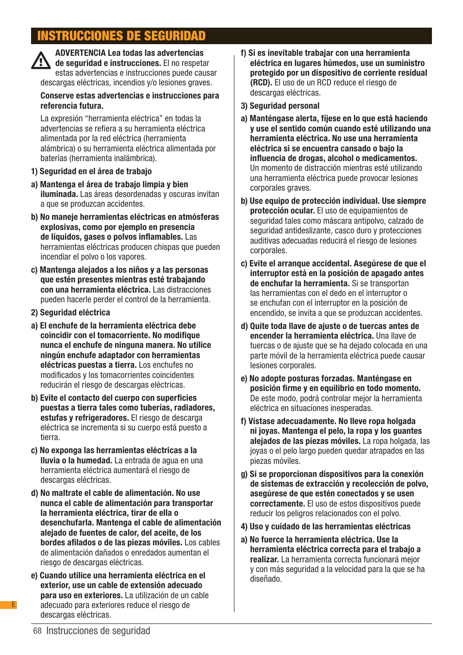 Instrucciones de seguridad | Triton TCB 100 User Manual | Page 68 / 79