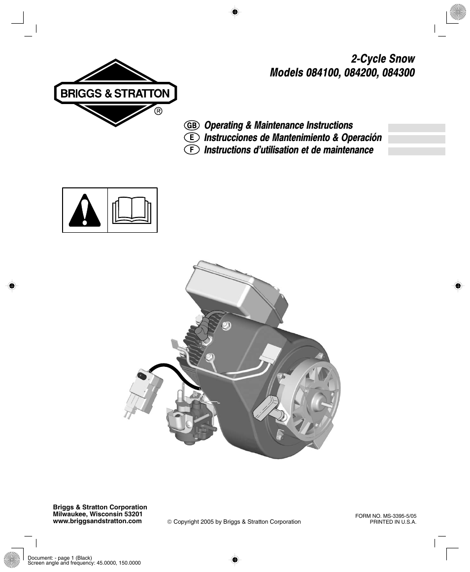 Briggs & Stratton 84100 User Manual | 24 pages