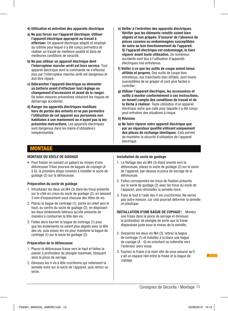 Montage | Triton TGA 001 User Manual | Page 13 / 26