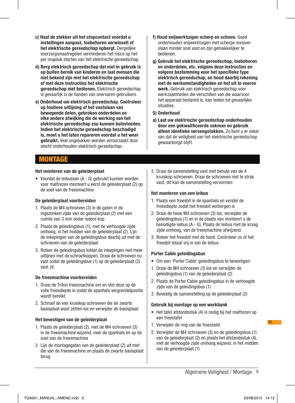 Montage | Triton TGA 001 User Manual | Page 9 / 26