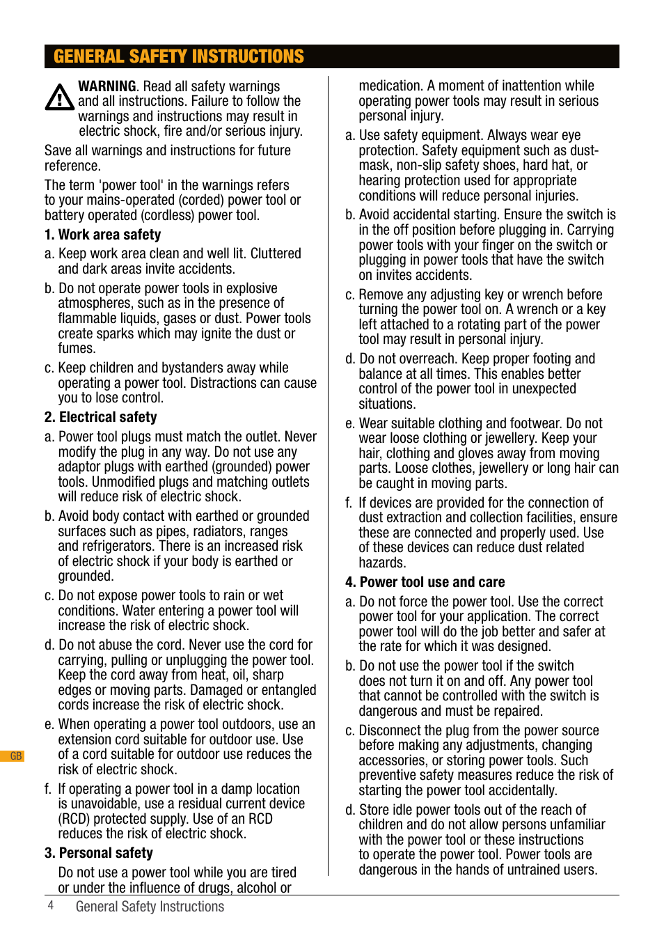 General safety instructions | Triton TGA 150 User Manual | Page 4 / 7