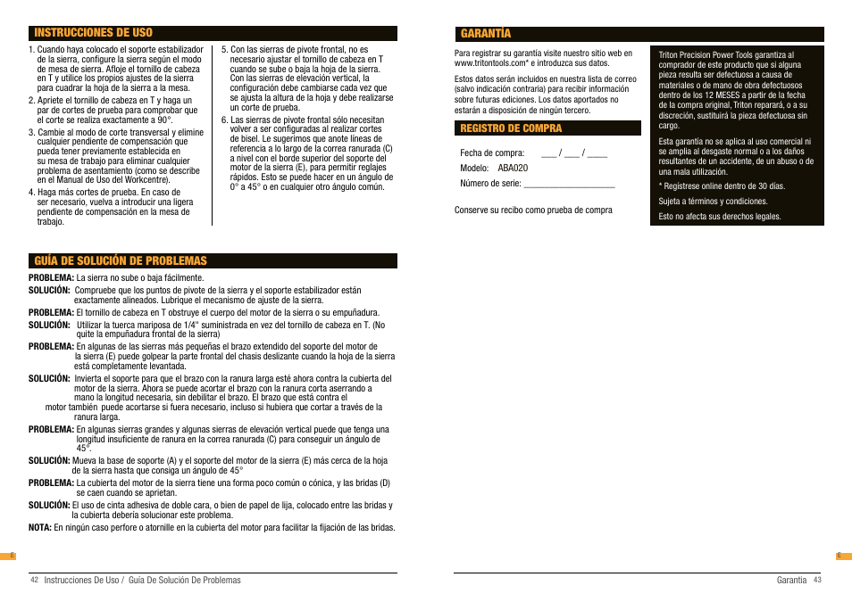 Triton ABA 020 User Manual | Page 22 / 22