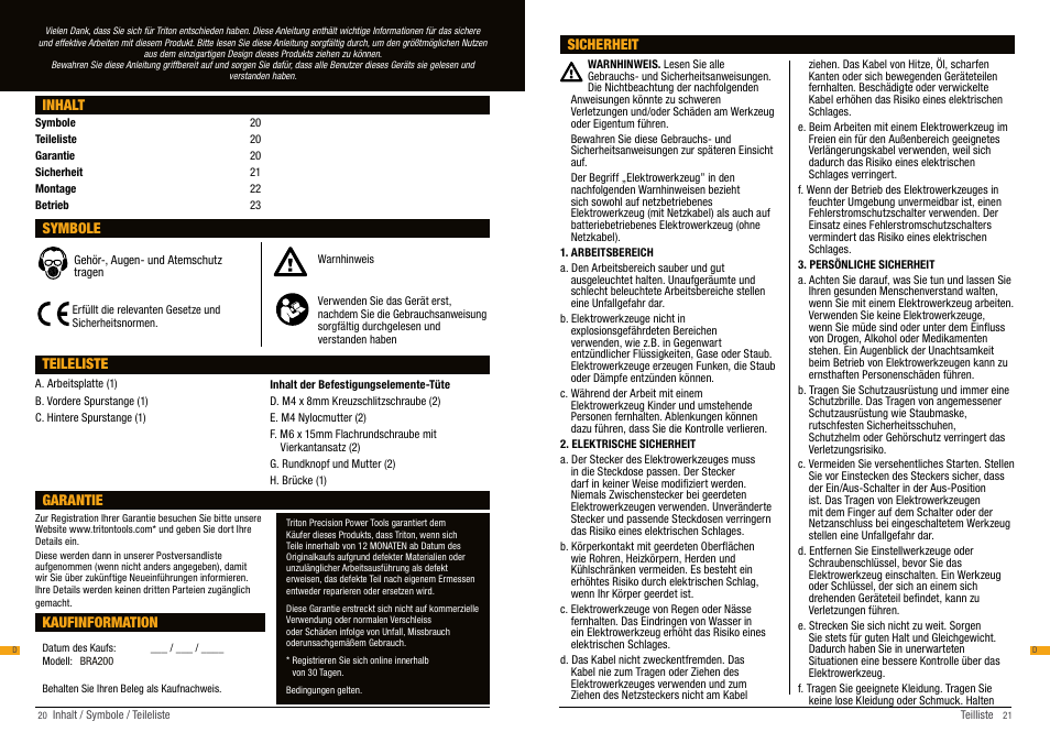Triton BRA 200 User Manual | Page 11 / 20