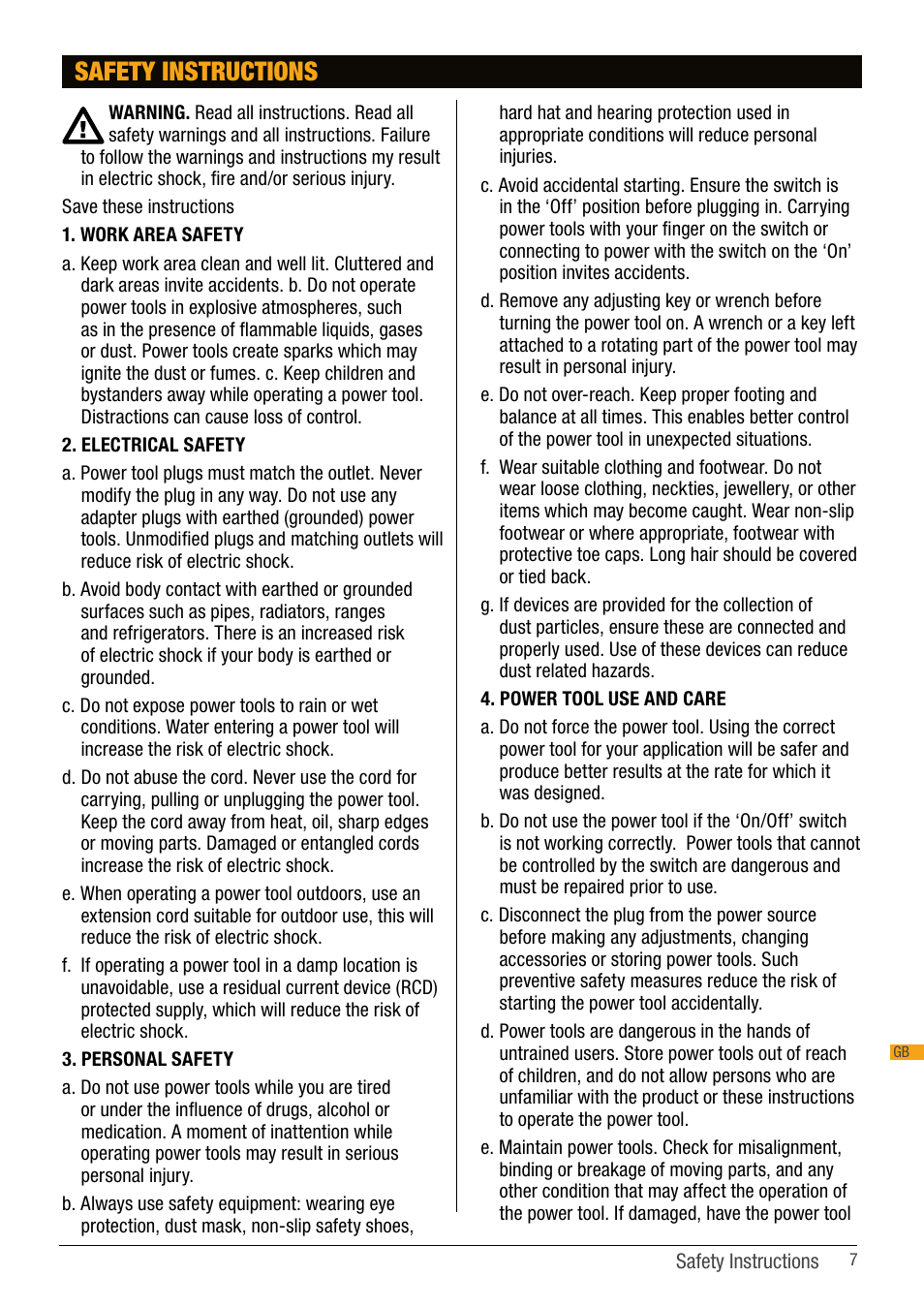 Safety instructions | Triton ETA 100 User Manual | Page 7 / 14