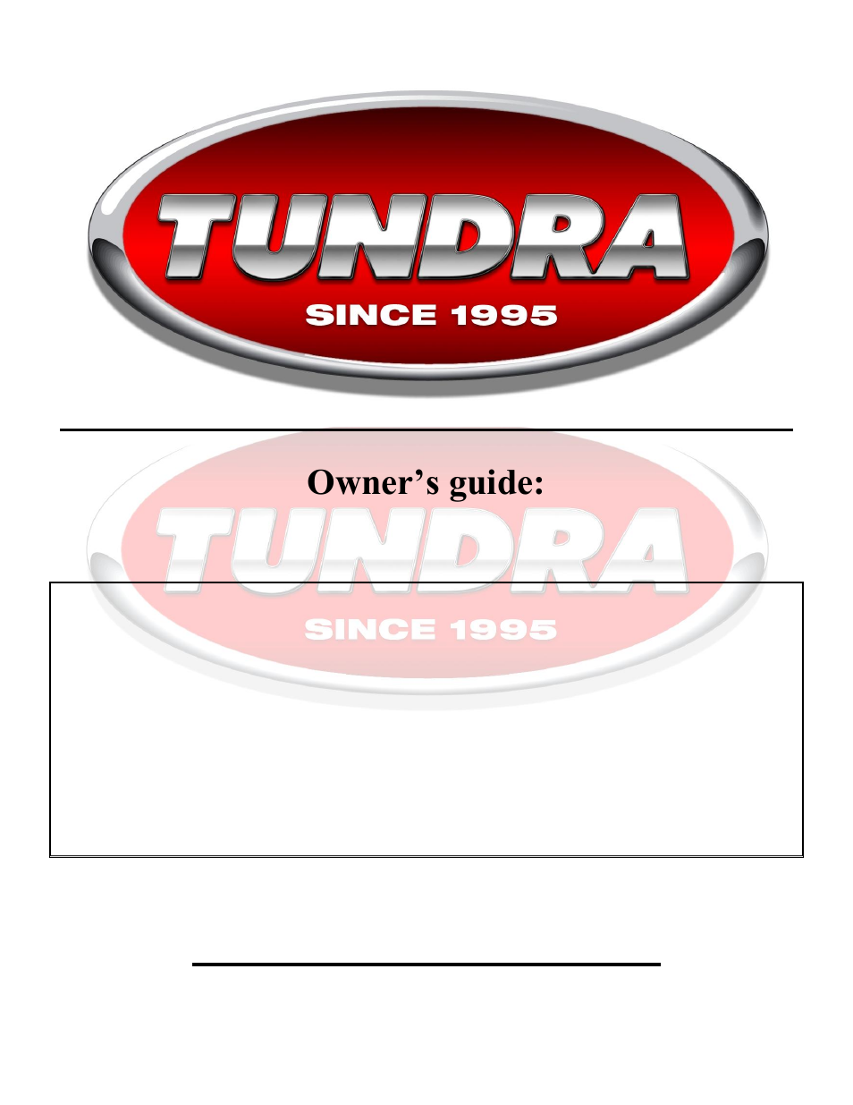 Tundra IBC15 User Manual | 10 pages