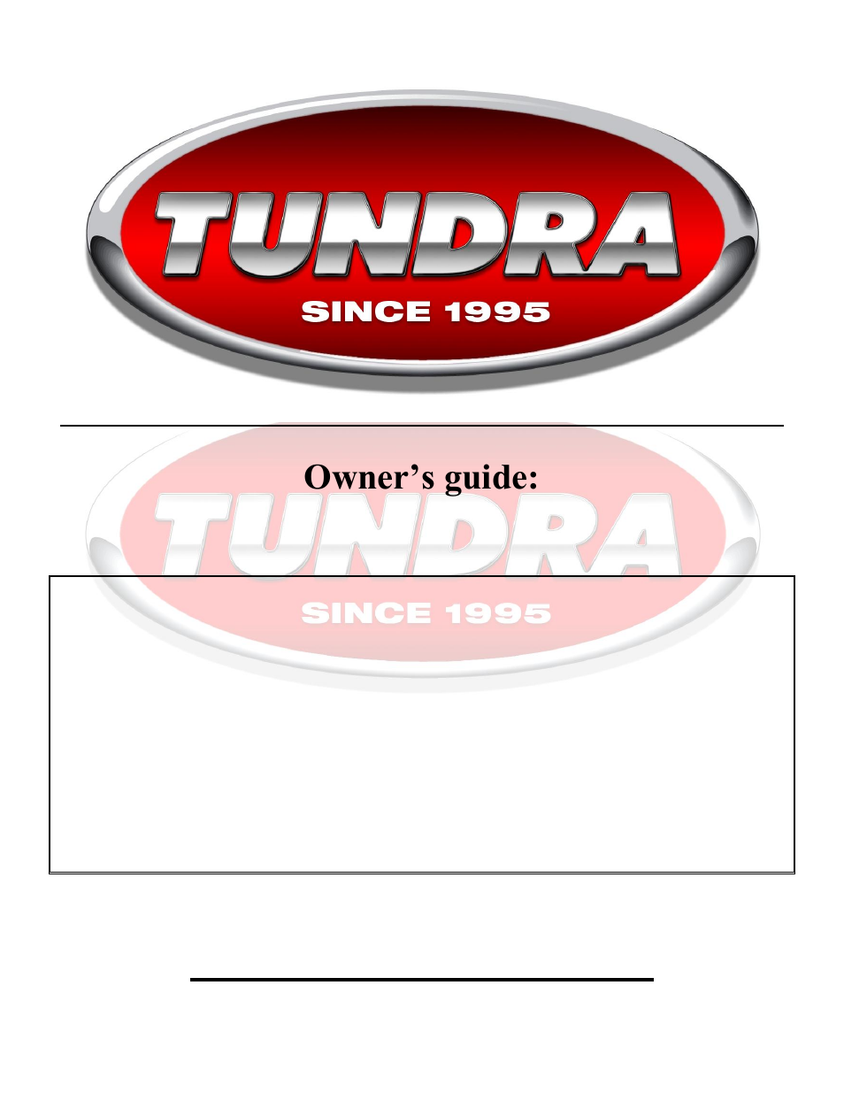 Tundra IBC80 User Manual | 8 pages
