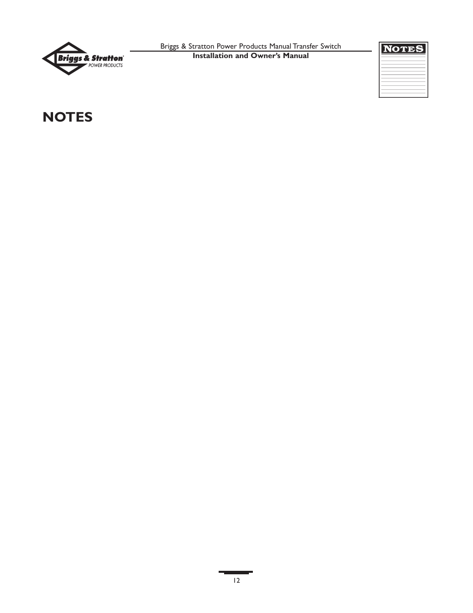 Briggs & Stratton 50A NEMA 1 User Manual | Page 12 / 32