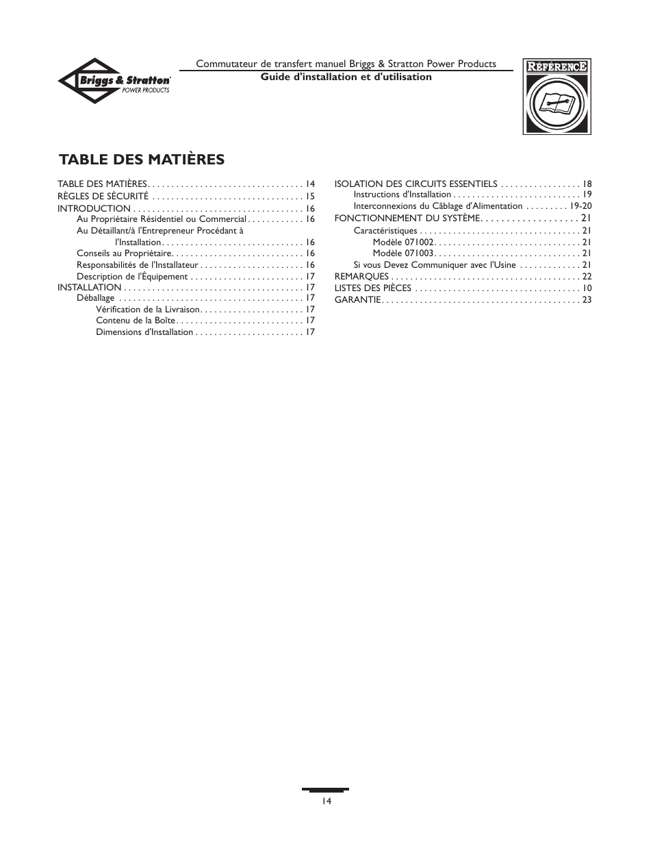 Briggs & Stratton 50A NEMA 1 User Manual | Page 14 / 32