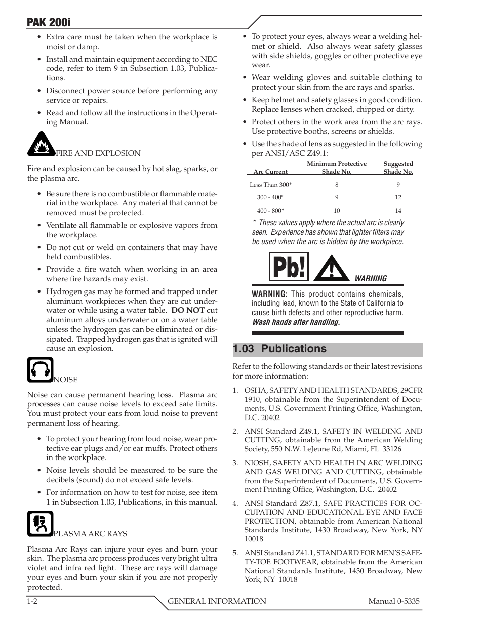 03 publications, 03 publications -2, Pak 200i | Tweco PAK 200i User Manual | Page 10 / 160