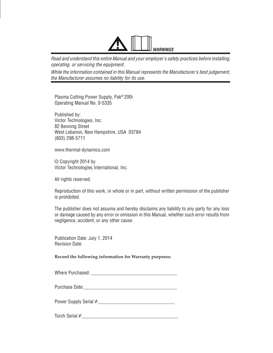Tweco PAK 200i User Manual | Page 3 / 160