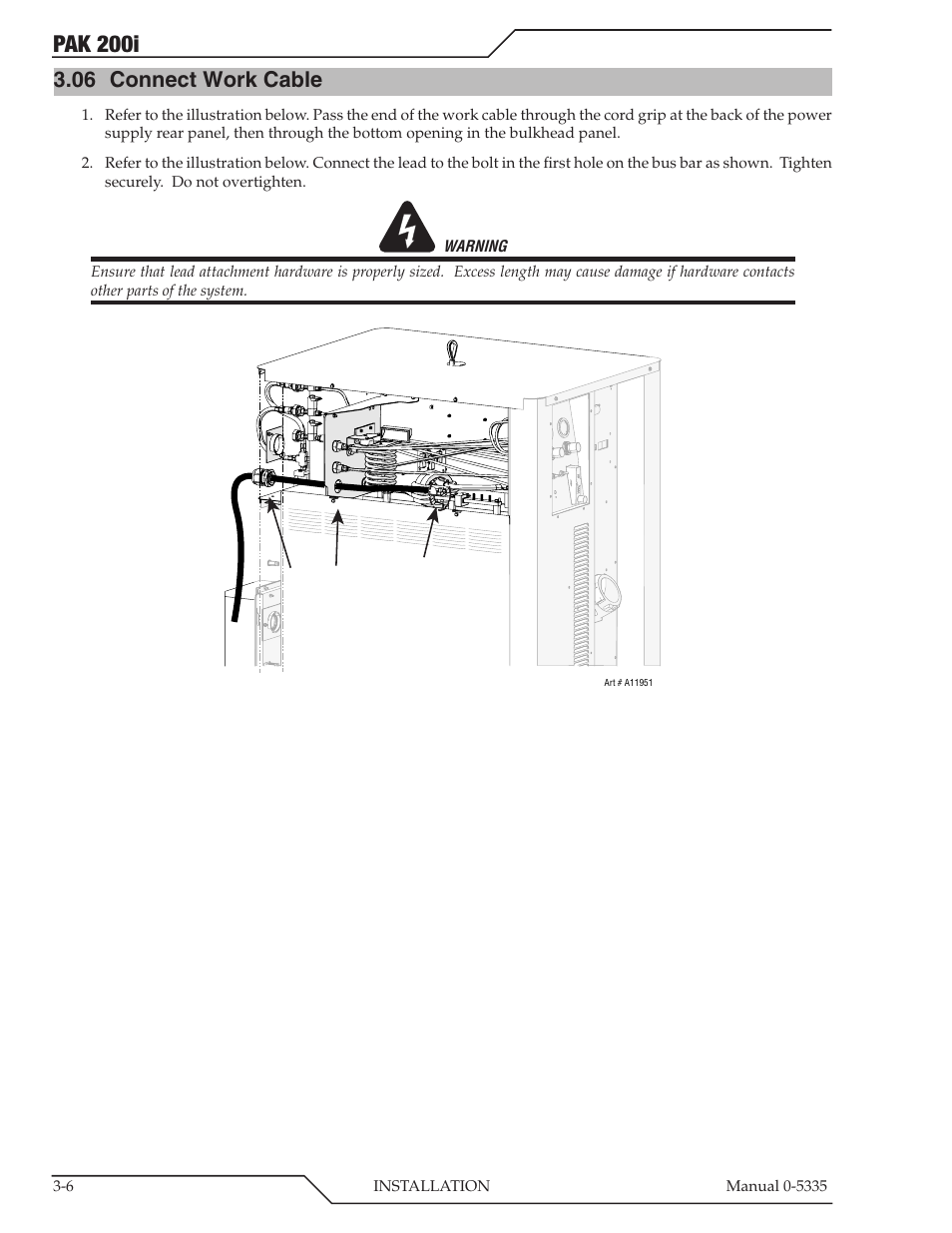 06 connect work cable, Connect work cable -6, Pak 200i | Tweco PAK 200i User Manual | Page 30 / 160