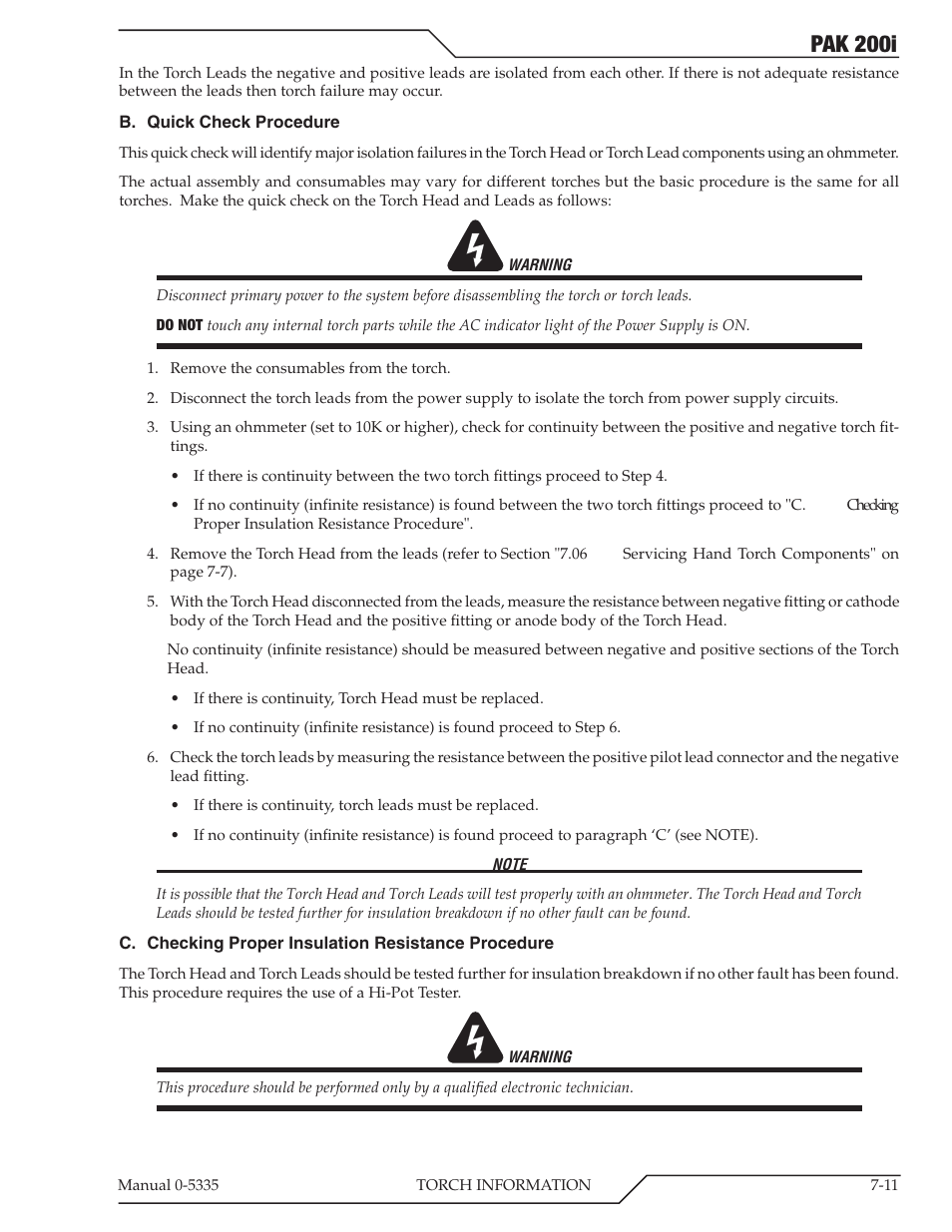 Pak 200i | Tweco PAK 200i User Manual | Page 79 / 160