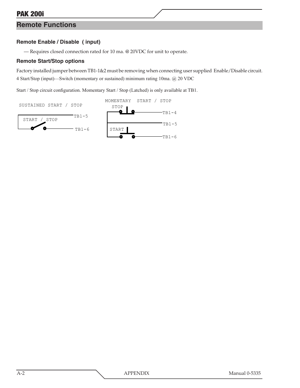 Remote functions, Pak 200i | Tweco PAK 200i User Manual | Page 82 / 160