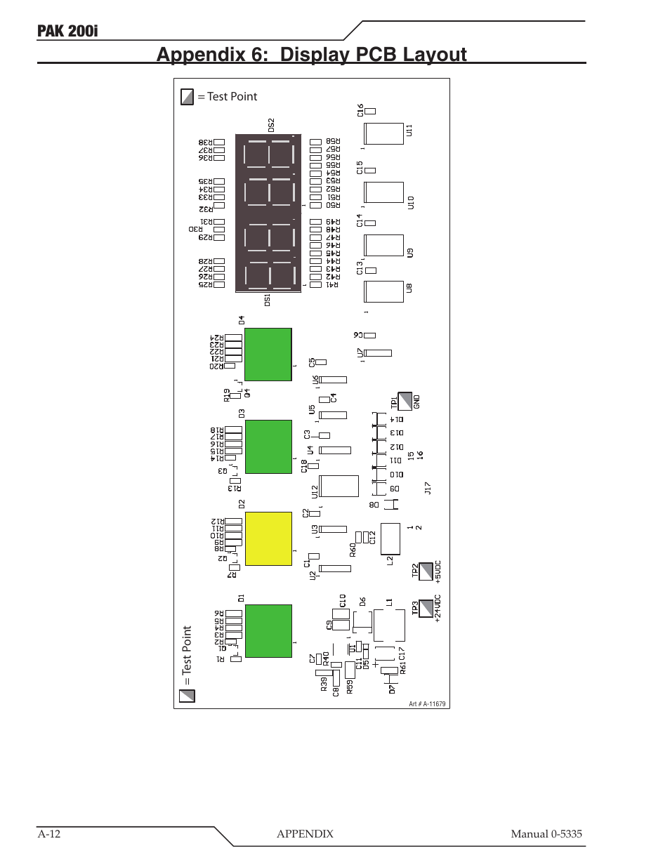 Appendix 6: display pcb layout, Pak 200i | Tweco PAK 200i User Manual | Page 92 / 160