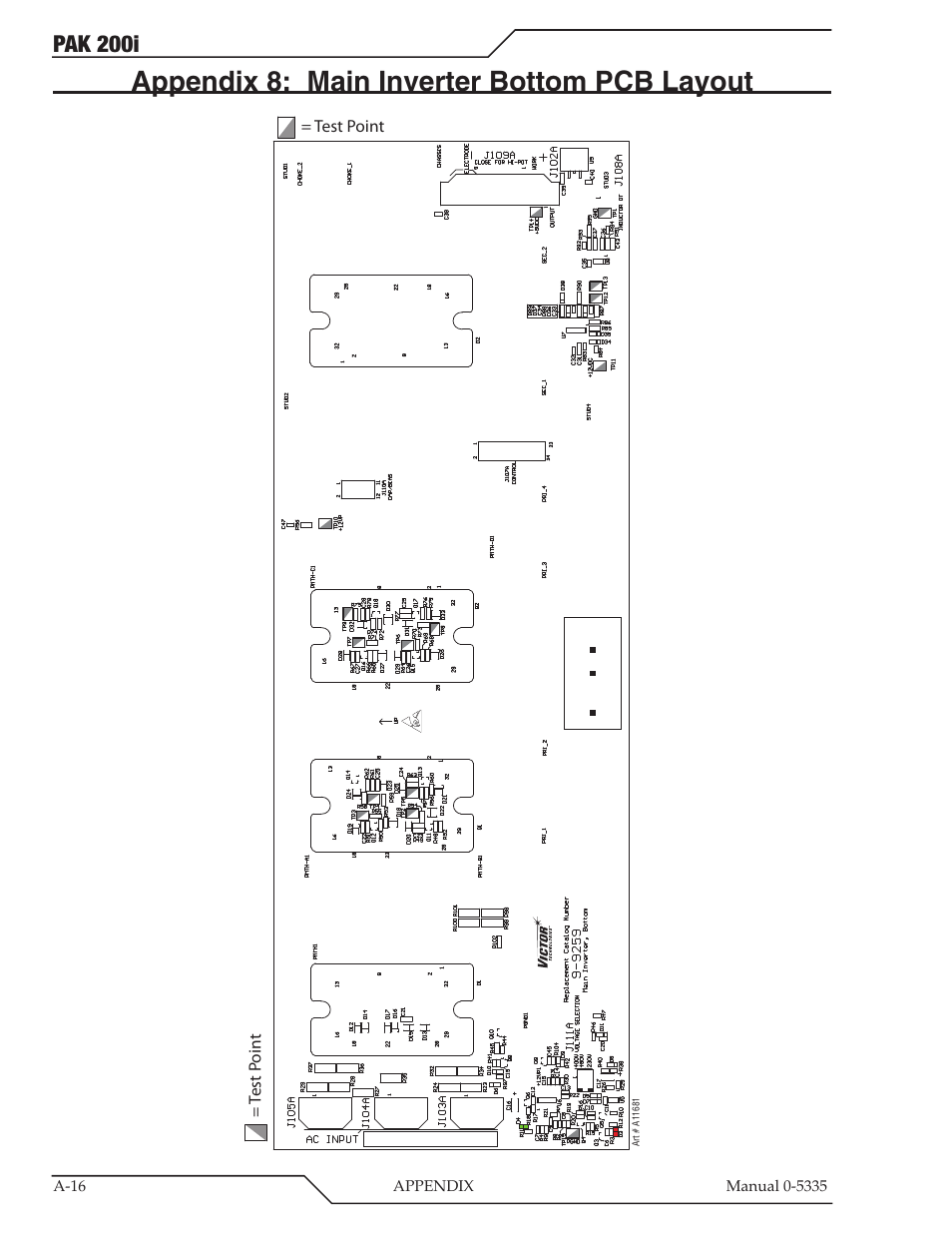 Appendix 8: main inverter bottom pcb layout, Pak 200i | Tweco PAK 200i User Manual | Page 96 / 160