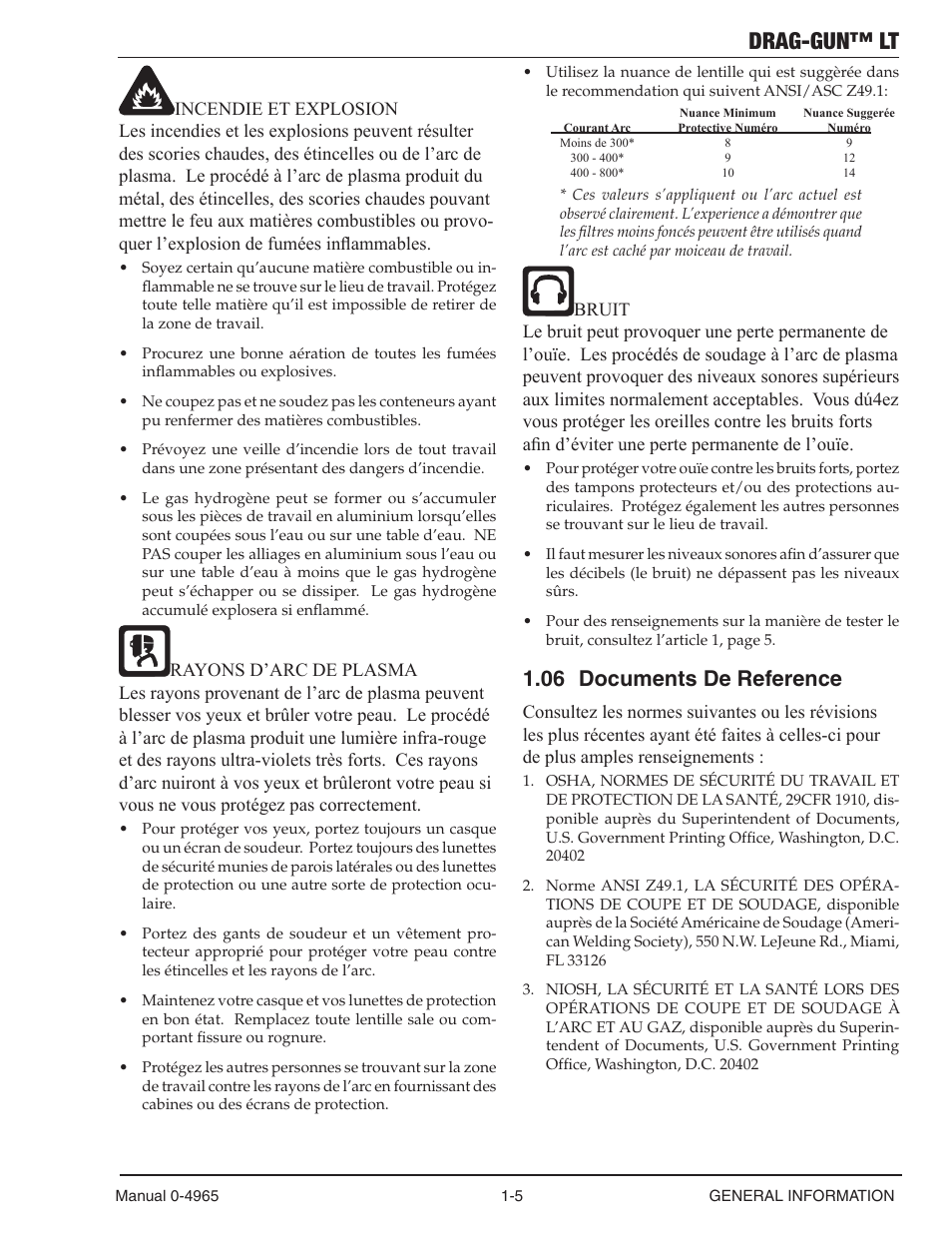 06 documents de reference, Documents de reference -5, Drag-gun™ lt | Tweco 15C Drag-Gun LT User Manual | Page 11 / 32