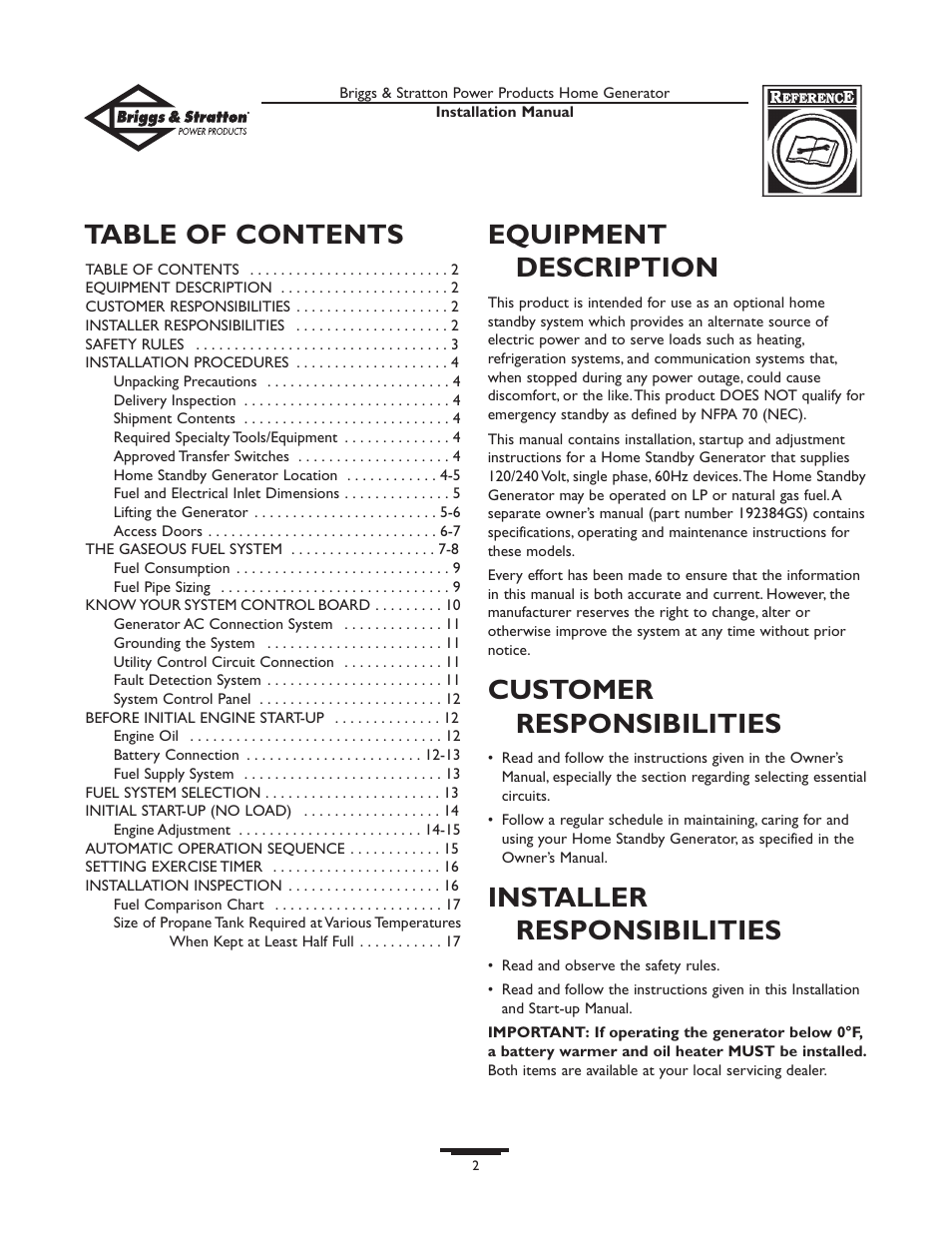 Briggs & Stratton 01938-0 User Manual | Page 2 / 48