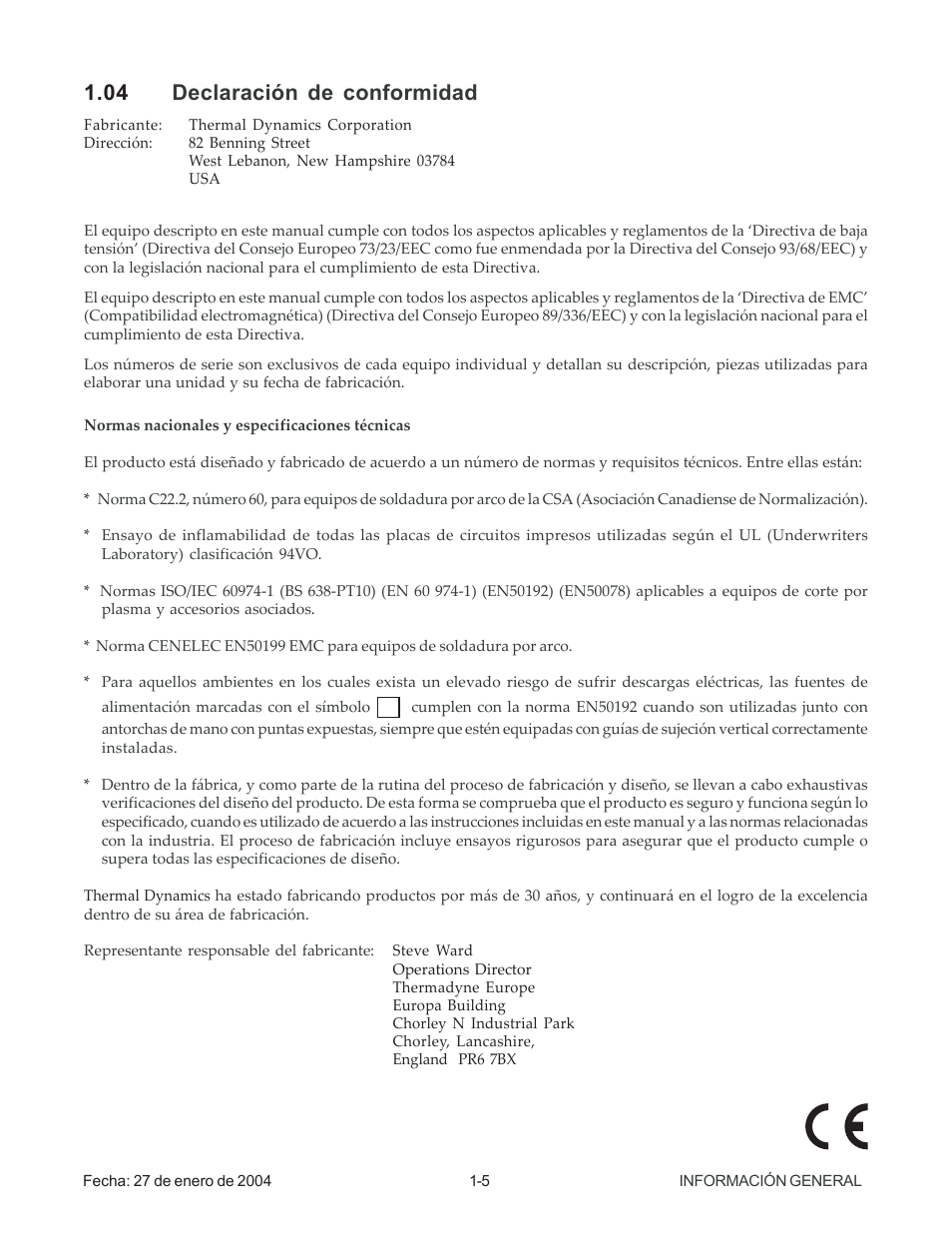 04 declaración de conformidad | Tweco 100 Auto-Cut User Manual | Page 11 / 104