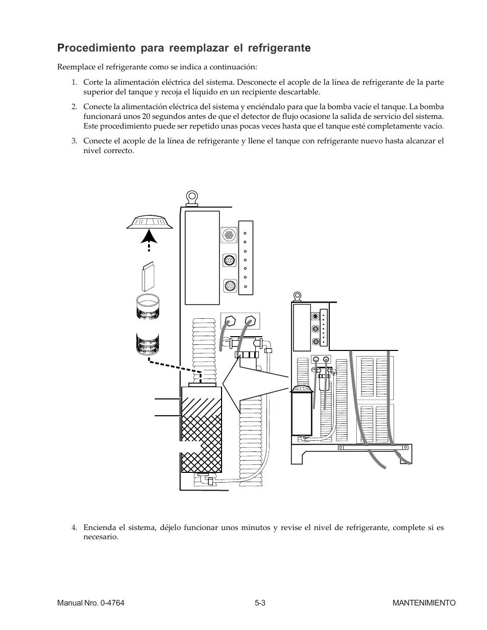 Procedimiento para reemplazar el refrigerant e | Tweco 100 Auto-Cut User Manual | Page 61 / 104