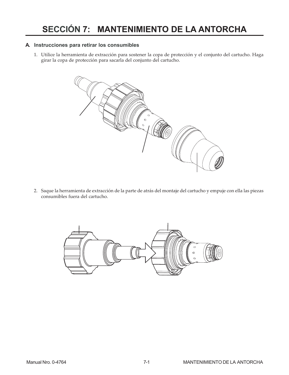 Sección 7: mantenimiento de la antorcha | Tweco 100 Auto-Cut User Manual | Page 87 / 104