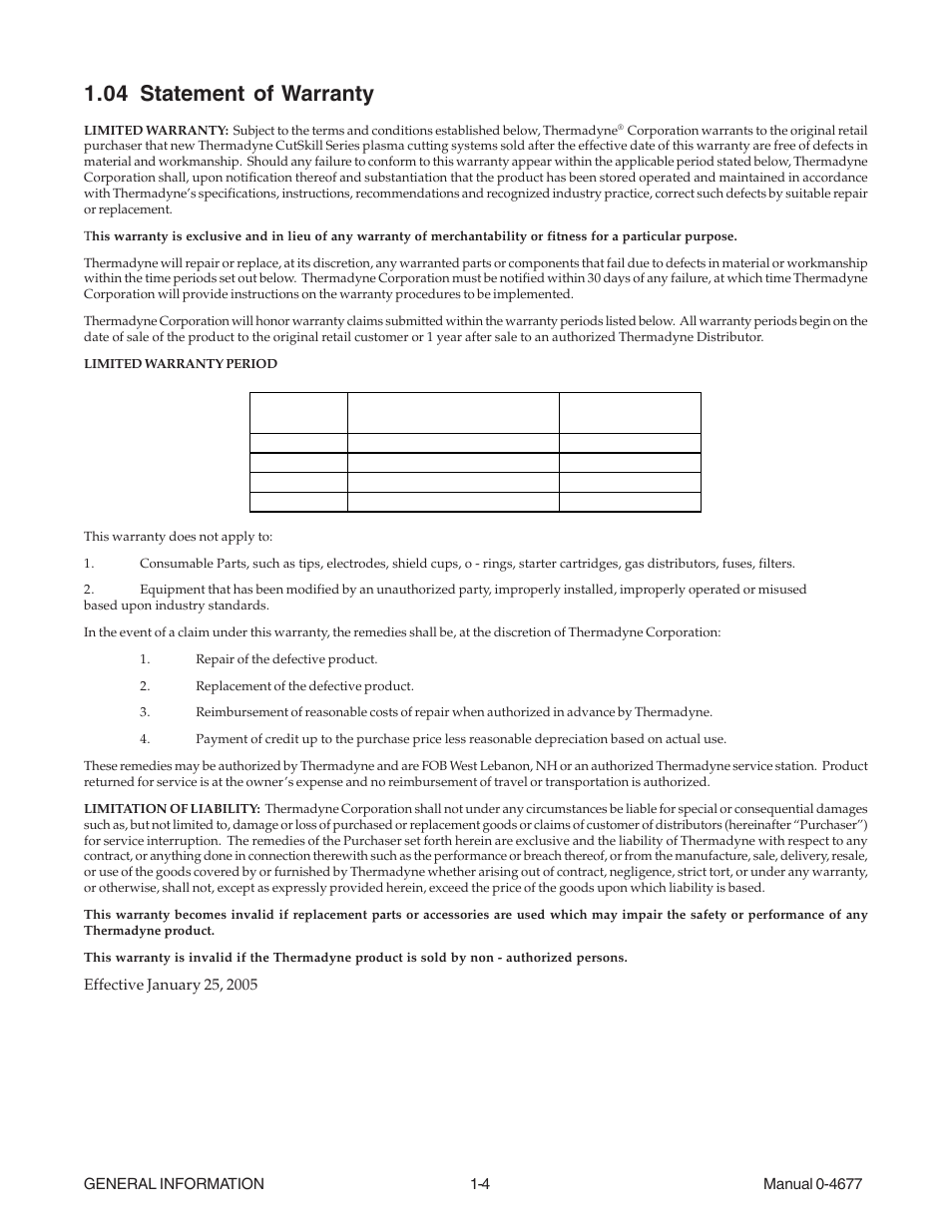 04 statement of warranty | Tweco C-20A CUTSKILL User Manual | Page 10 / 32
