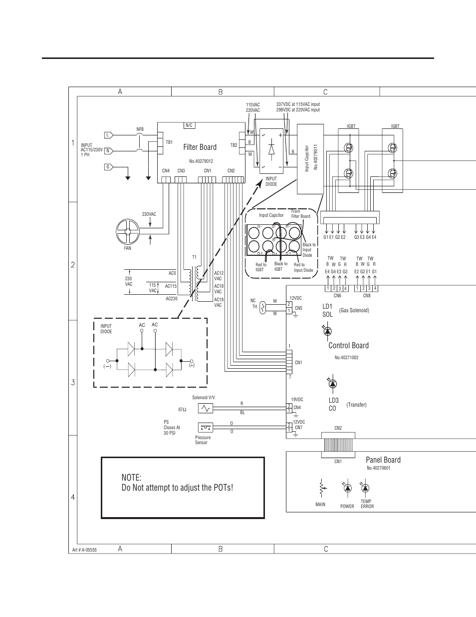 Appendix 5: system schematic, Control board panel board filter board | Tweco C-20A CUTSKILL User Manual | Page 28 / 32