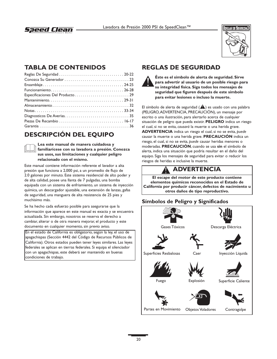 Briggs & Stratton SPEED CLEAN 020211-0 User Manual | Page 20 / 36