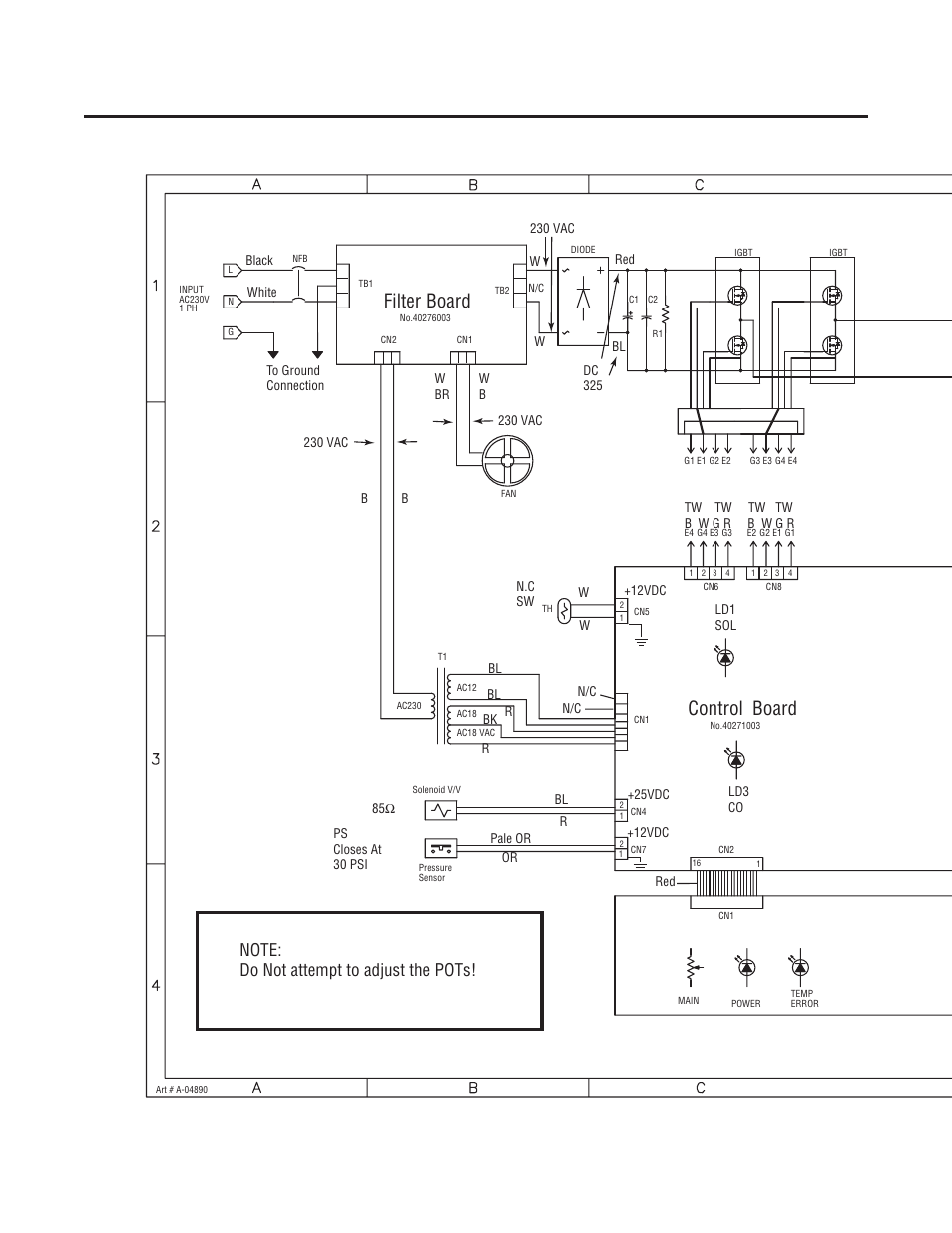 Appendix 5: system schematic rev a, Control board, Filter board | Tweco C-35A CUTSKILL User Manual | Page 30 / 36