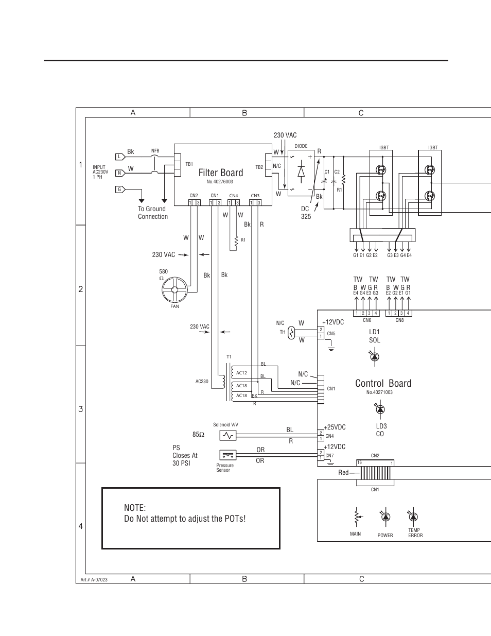 Appendix 6: system schematic rev ab, Control board, Filter board | Tweco C-35A CUTSKILL User Manual | Page 32 / 36