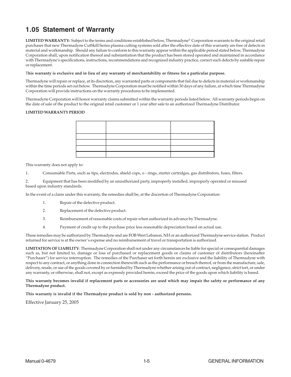 05 statement of warranty | Tweco C-70A CUTSKILL User Manual | Page 11 / 36