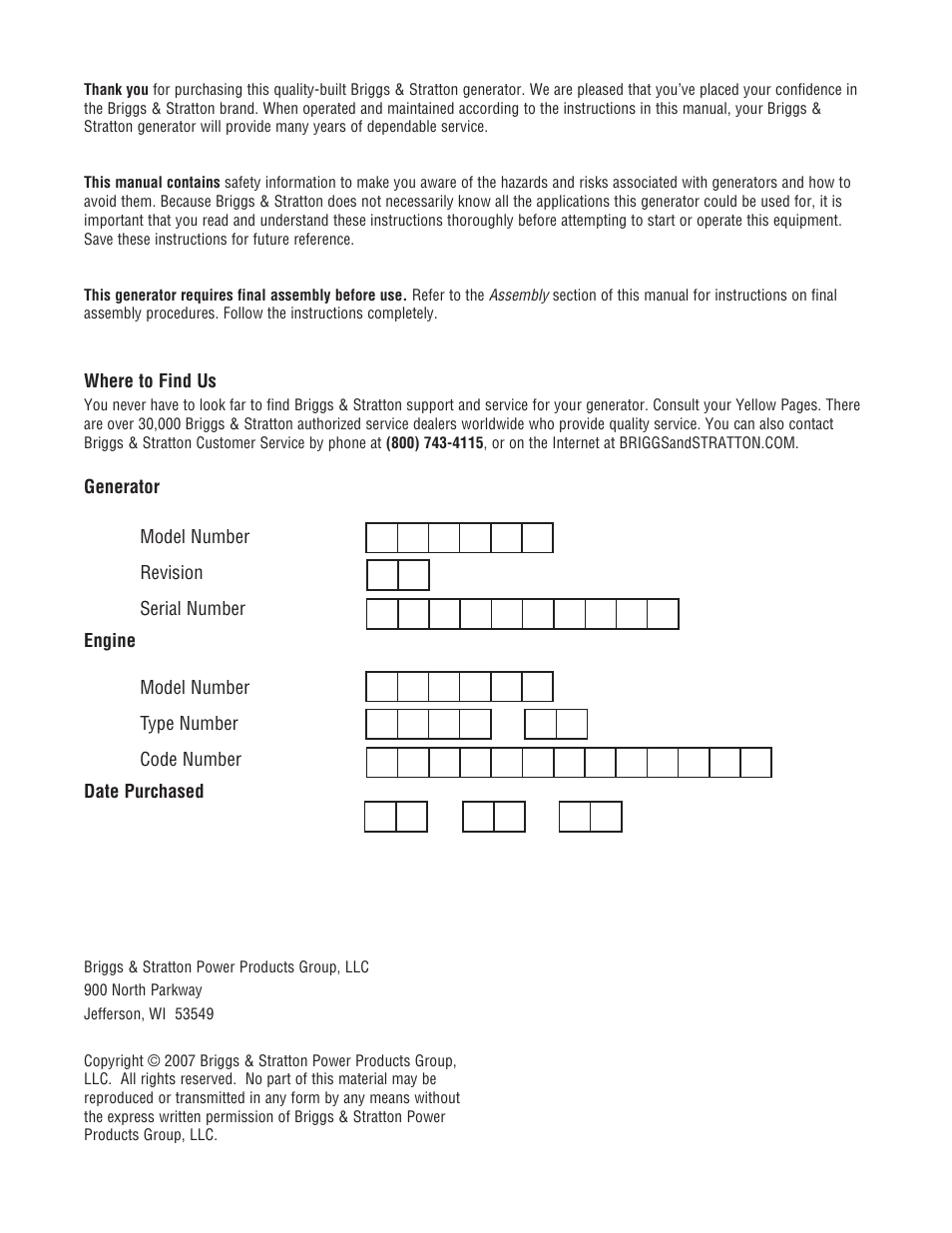 Briggs & Stratton 3500 Watt User Manual | Page 2 / 48