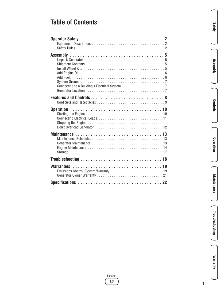 Briggs & Stratton 3500 Watt User Manual | Page 3 / 48