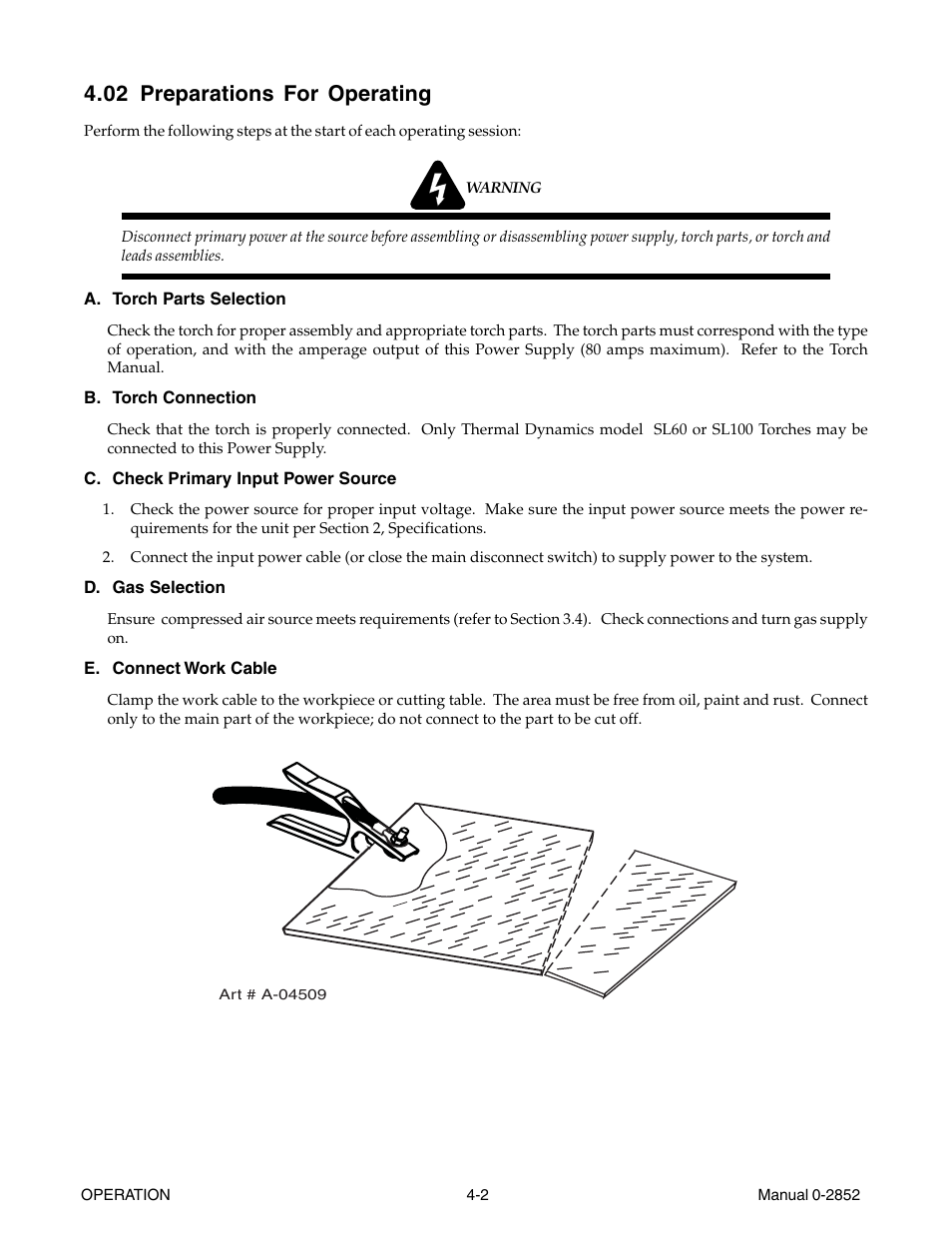 02 preparations for operating | Tweco CutMaster 101 User Manual | Page 28 / 62