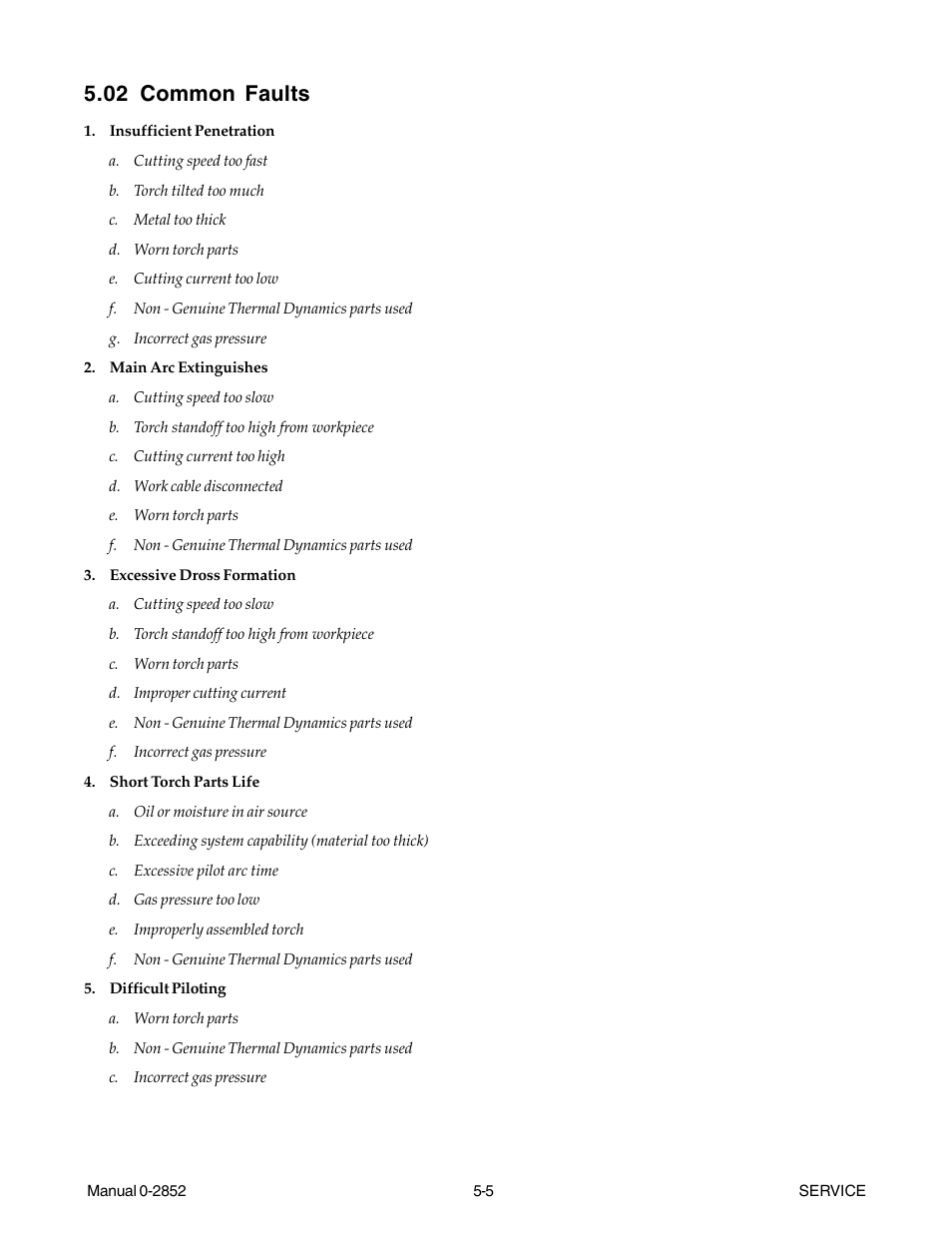 02 common faults | Tweco CutMaster 101 User Manual | Page 37 / 62