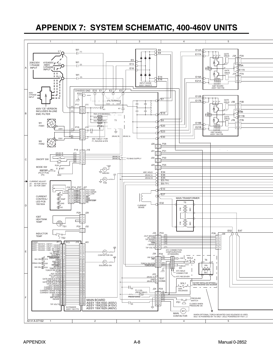 Appendix 7: system schematic, 400-460v units | Tweco CutMaster 101 User Manual | Page 56 / 62