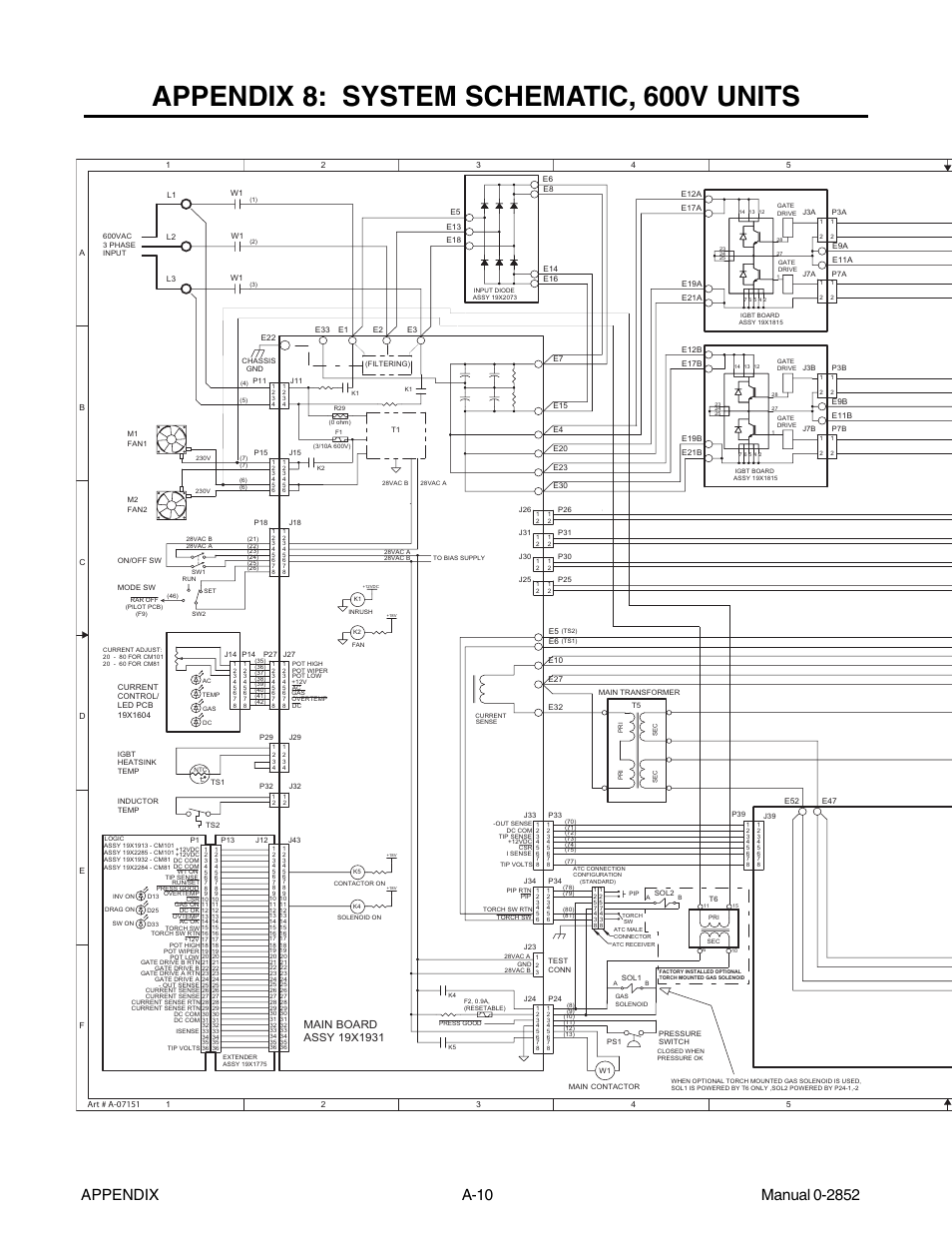 Appendix 8: system schematic, 600v units | Tweco CutMaster 101 User Manual | Page 58 / 62