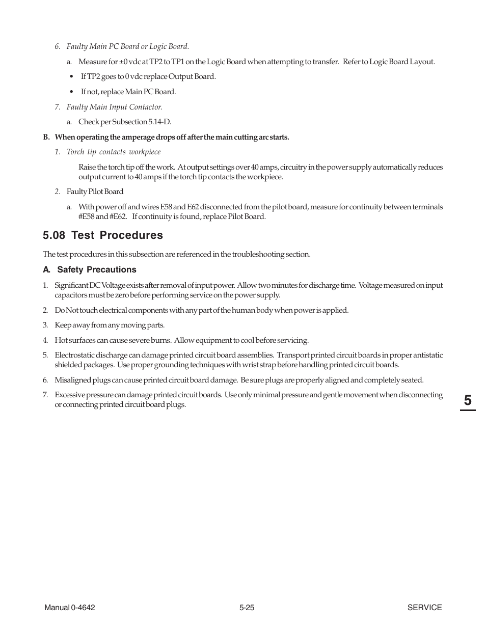 08 test procedures, 08 test procedures -25 | Tweco CutMaster 101 with SL100SV User Manual | Page 89 / 172