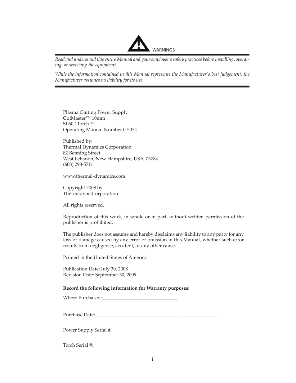 Tweco CutMaster 10mm User Manual | Page 3 / 66